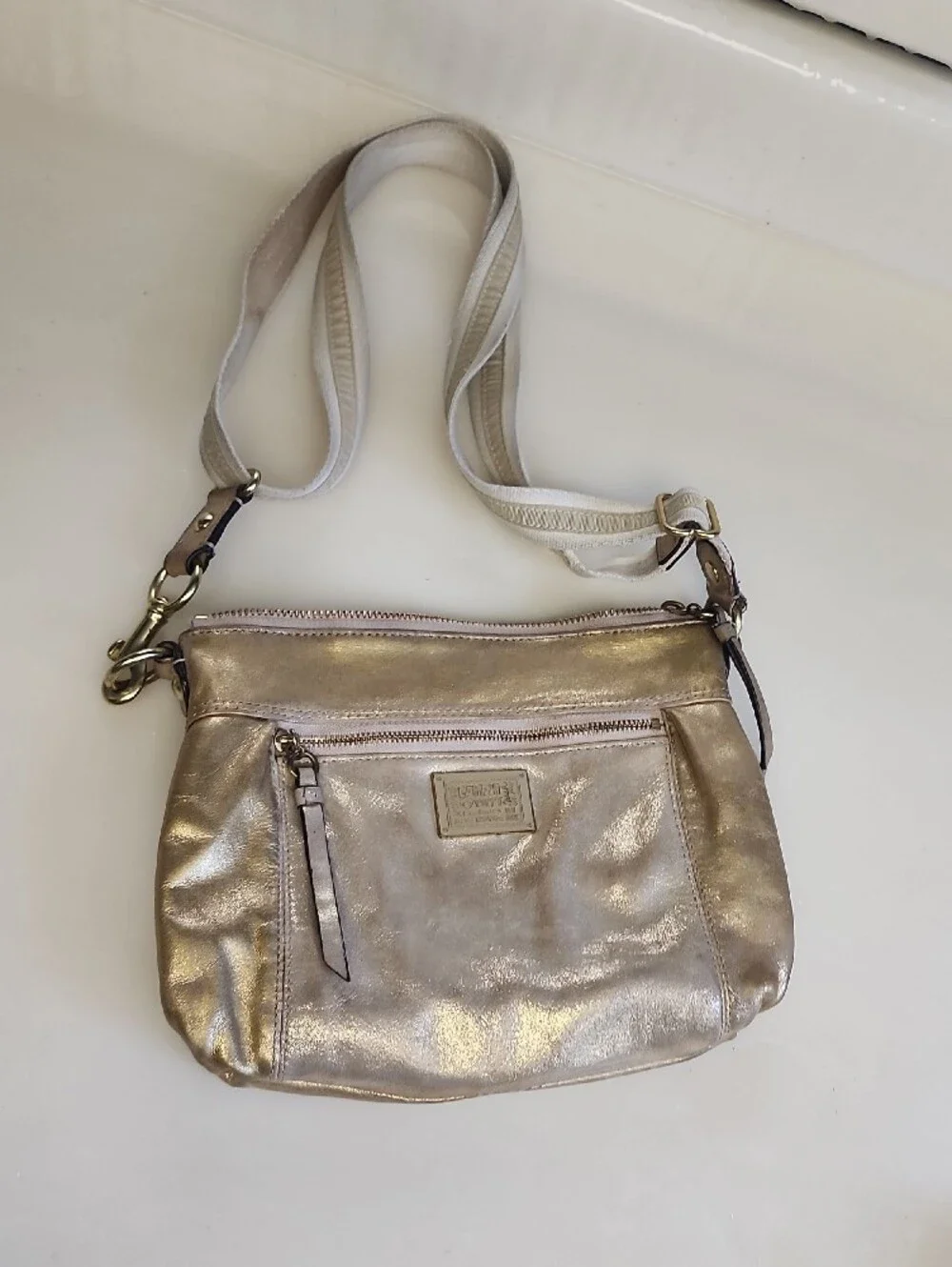 Coach Metallic Champagne Crossbody Bag